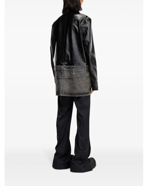 DIESEL Black L-Bretch Leather Jacket for men