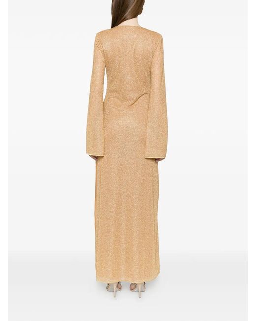 Oseree Natural Ring-Detail Maxi Dress