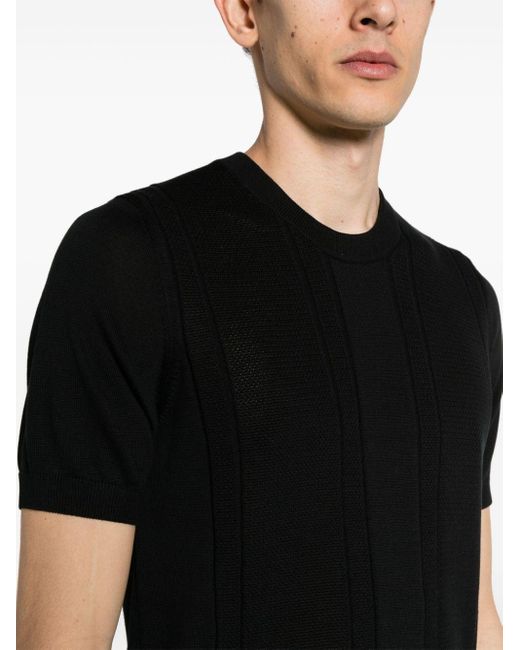 Camiseta de punto gofrado Brunello Cucinelli de hombre de color Black