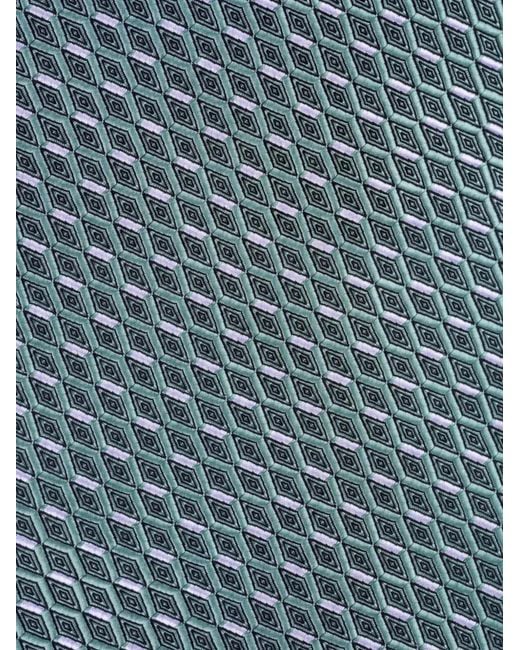 Brioni Blue Geometric-Pattern Tie for men