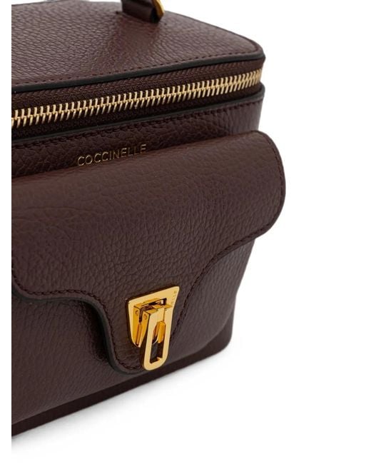 Coccinelle Brown Mini Beat Generation Grained-Leather Tote Bag