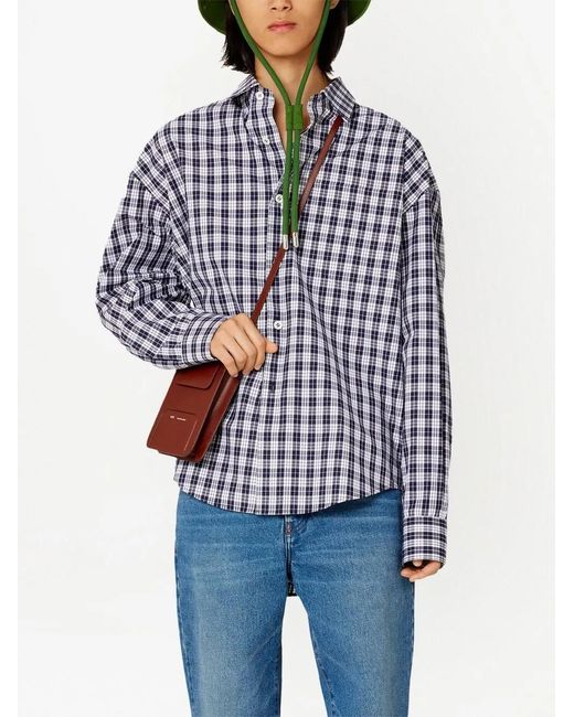 AMI Blue Plaid-Pint Long-Sleeve Shirt
