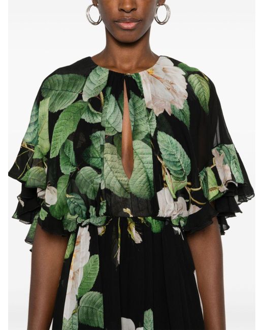 Giambattista Valli Green Floral-print Maxi Dress