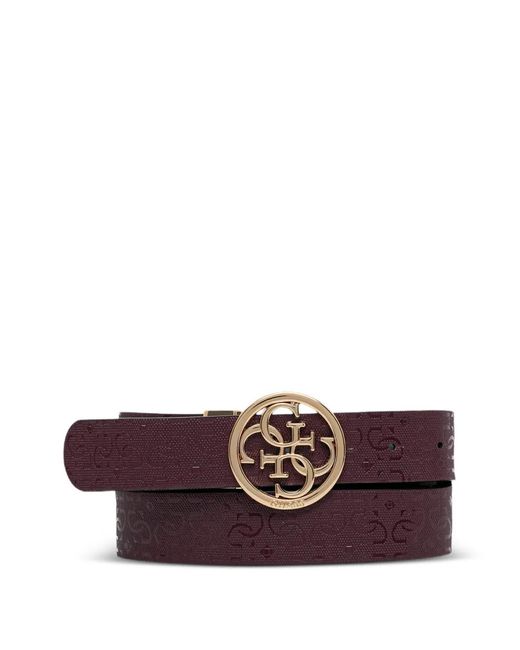 Guess Purple Reversible Logo-Plaque Belt