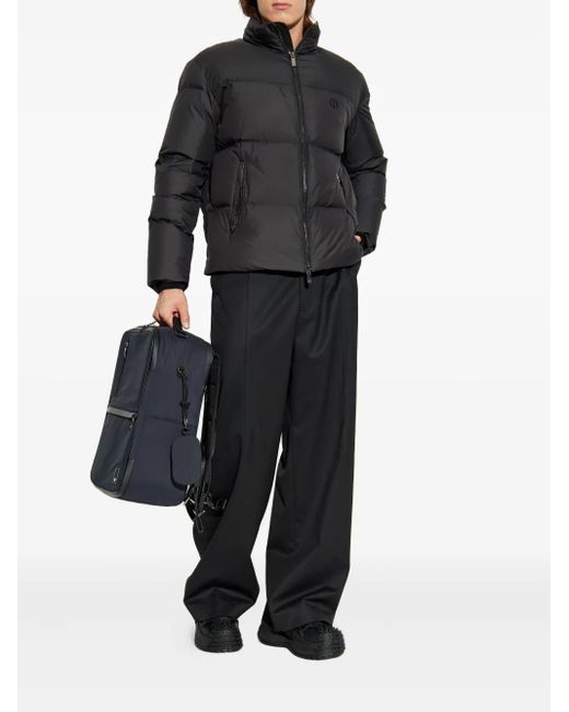 Giorgio Armani Gray Logo-Embroidered Quilted Jacket for men
