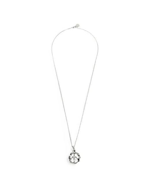 Palm Angels White Logo Pendant Necklace for men