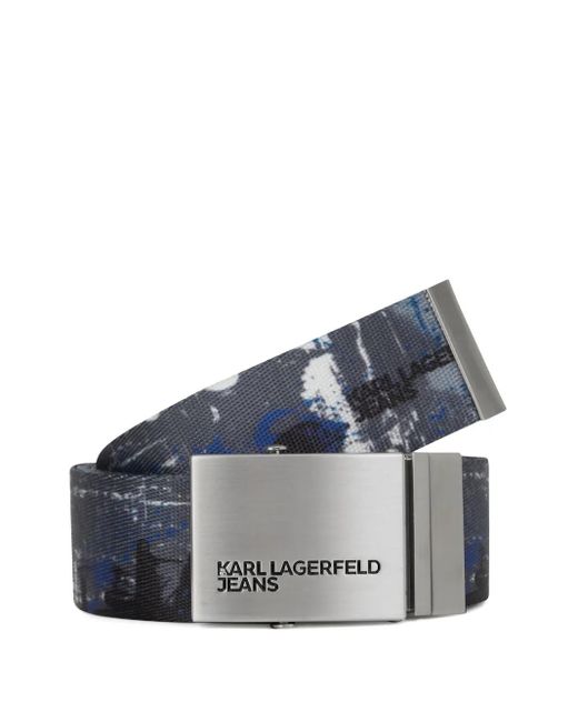 Karl Lagerfeld Blue Graffiti-Print Belt for men