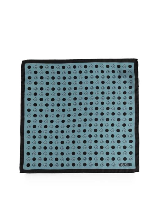 Moschino Blue Teddy Bear Polka-Dot Scarf