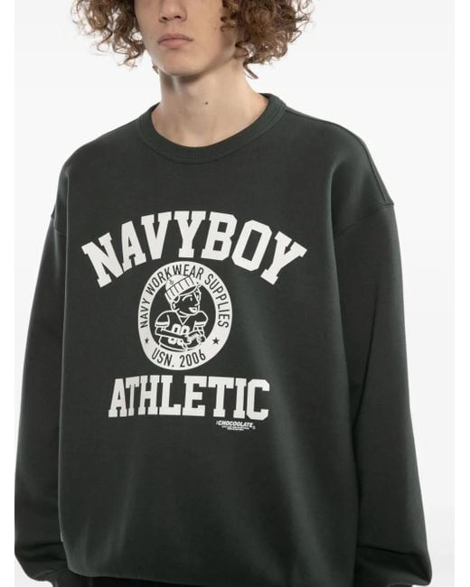 Chocoolate Black Graphic-Print Sweatshirt for men