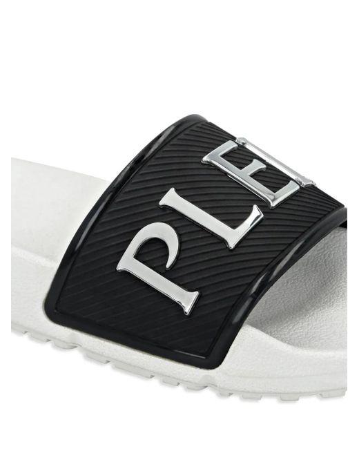 Philipp Plein Black Logo-Print Slides