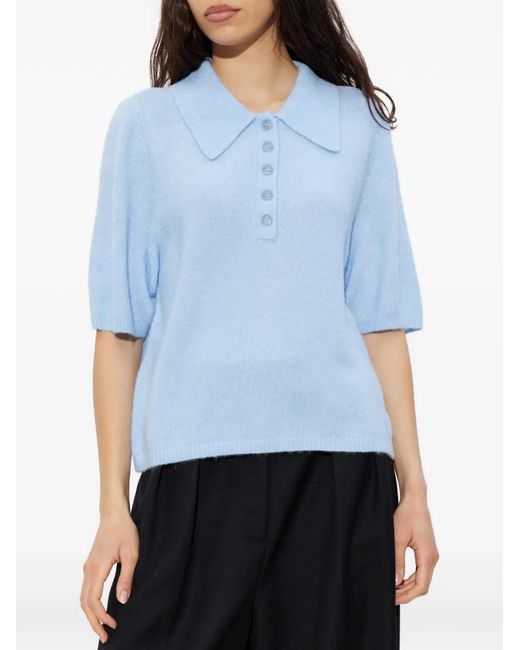 Gestuz Blue Collared Polo Top