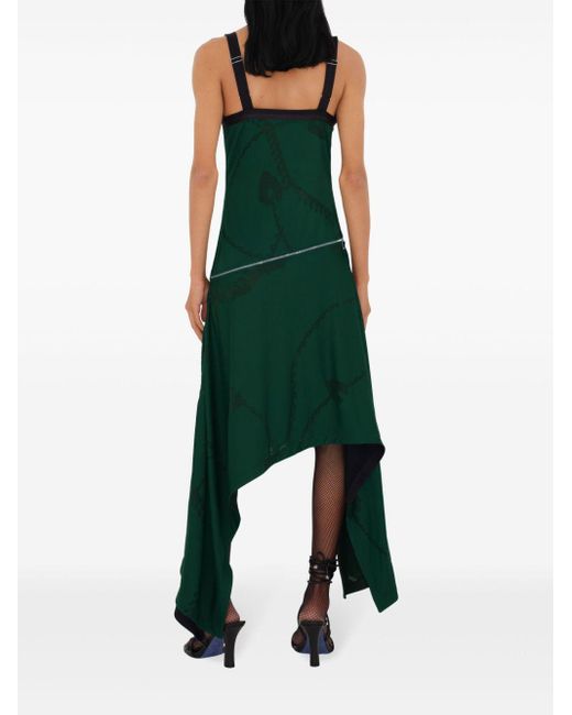 Burberry Green Shield Hardware Asymmetric Midi Dress