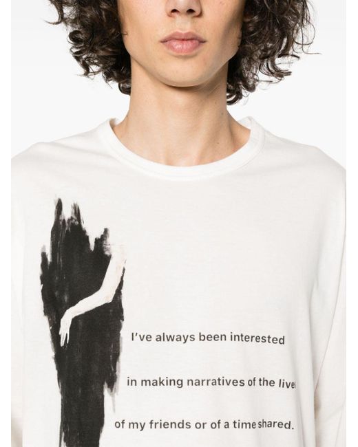 30/1 graphic-print T-shirt Yohji Yamamoto pour homme en coloris White