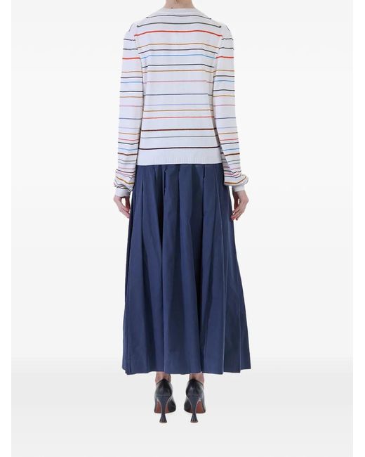 Paul Smith White Striped Round-Neck Cardigan