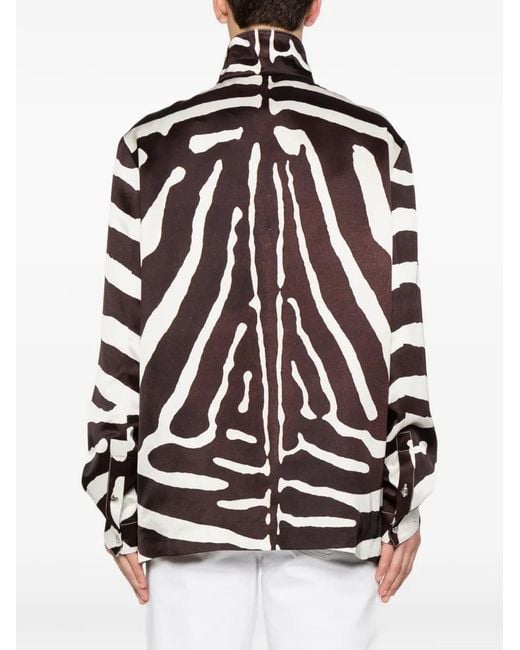 Valentino Garavani White Zebra-Pattern Zip Jacket for men