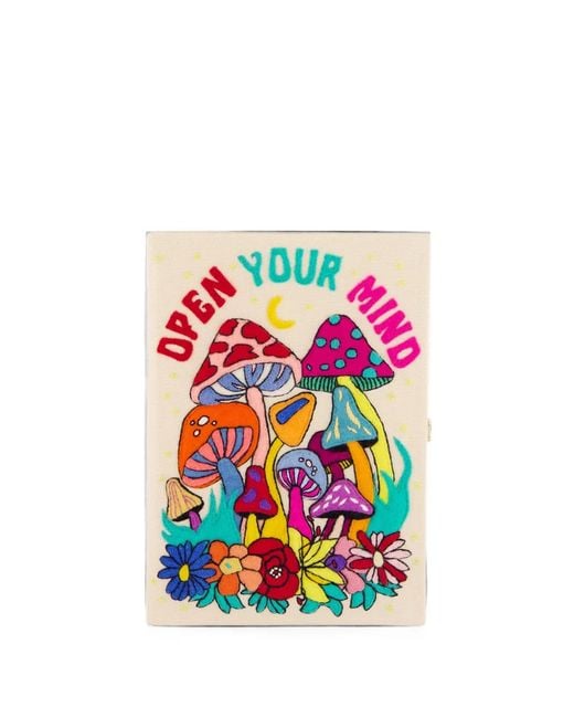 Olympia Le-Tan White Open Your Mind Embroidered Book Clutch Bag