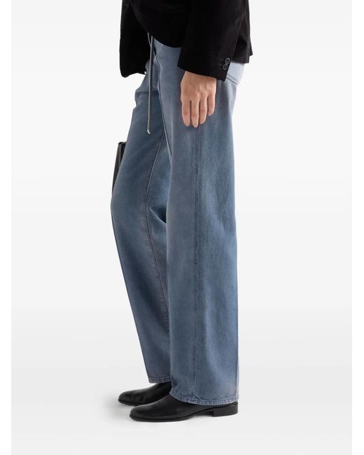 Prada Blue Ausgeblichene Jeans Mit Logo-Patch