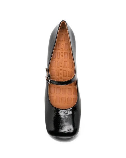 Chie Mihara Black Patent-Leather Buckle-Strap Pumps