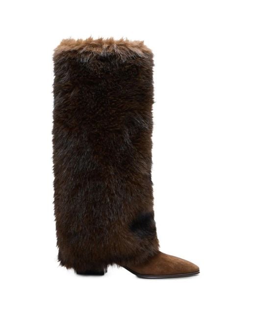 Casadei Black Beat Sub Zero Faux-Fur Boots