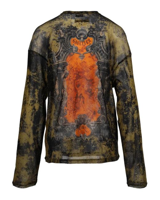 Jean Paul Gaultier Black Printed Sheer T-Shirt