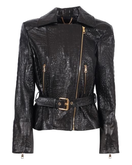 Chaqueta con efecto de piel de cocodrilo Elisabetta Franchi de color Black