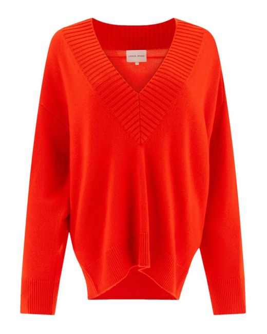 Maglione Sage Con Scollo A V di Loulou in Red