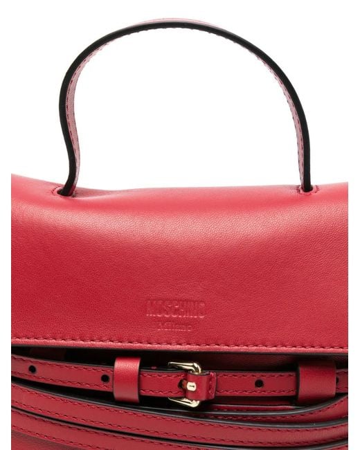 Moschino Red Small Tie Me Leather Bag