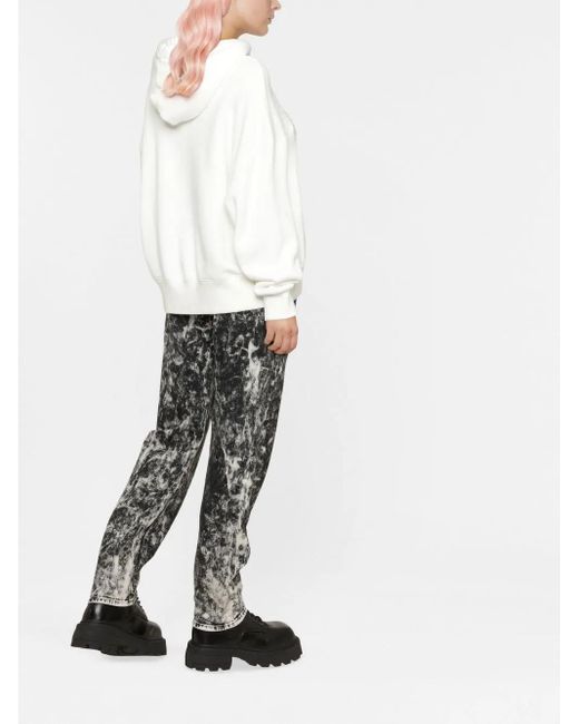 Palm Angels White Graphic-Print Cotton Hoodie