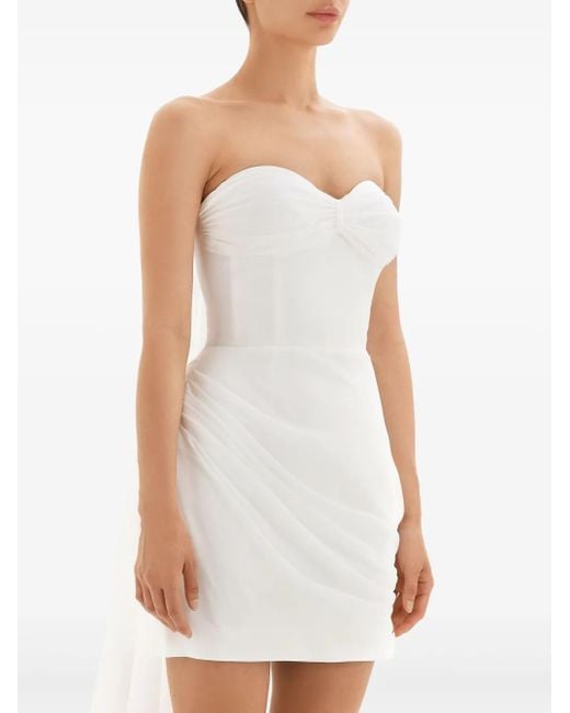 POST MERIDIEM White Drapiertes Minikleid Mit Corsage