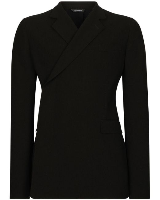 Dolce & Gabbana Black Wrap-design Wool Blazer for men