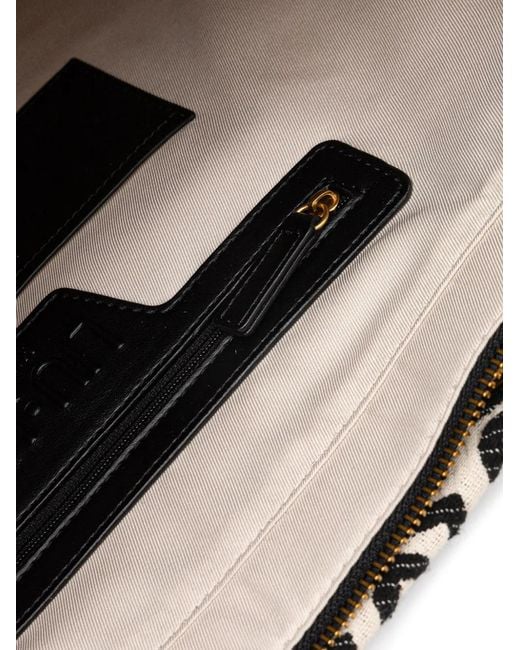Liu Jo Black Large Jacquard Chain-Detail Tote Bag