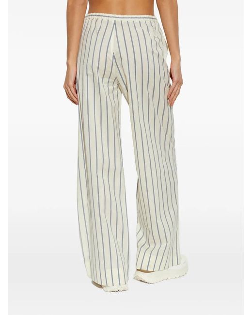 Moncler White Pinstripe Trousers