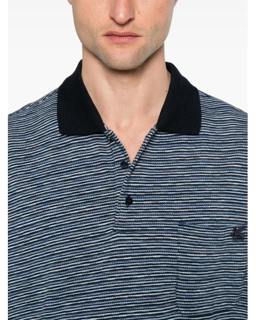 Etro Blue Jersey Polo for men