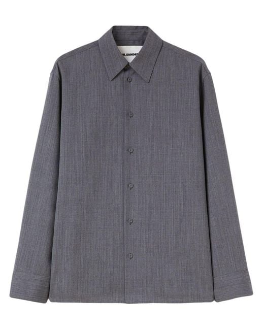 Jil Sander Gray Long-sleeve Wool Shirt for men