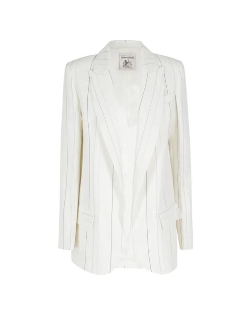 Semicouture White Striped Blazer