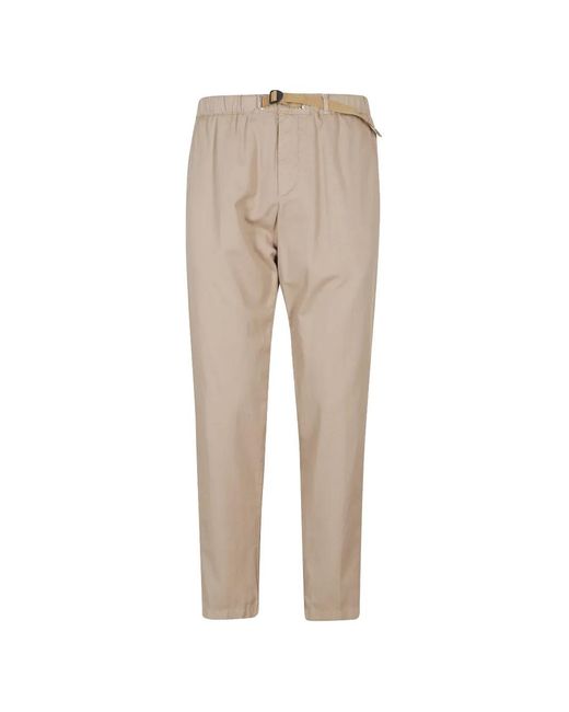 White Sand Natural Belted Elasticated-Waistband Trousers for men
