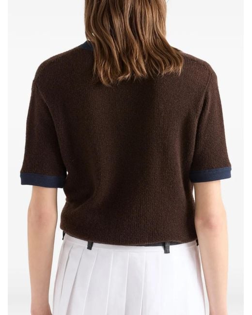Prada Brown Short-Sleeve Sweater