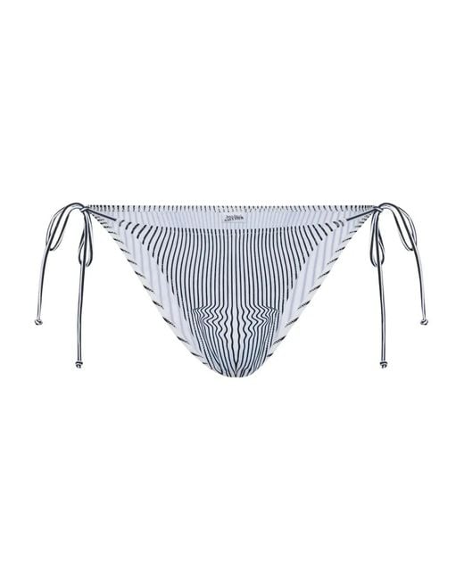 Jean Paul Gaultier White Pinstripe Tie Bikini Bottoms
