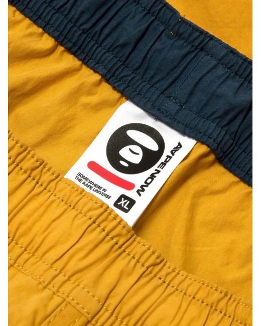 Aape By A Bathing Ape Yellow Logo Detail Shorts for men