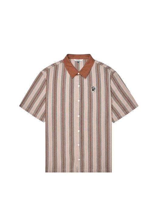 Malbon Golf Pink Stealie Blanket Vertical-Stripe Polo Shirt for men