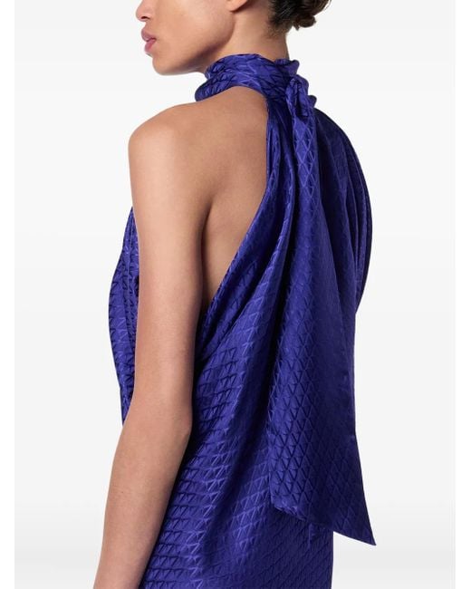 Versace Purple Draped Halterneck Mini Dress
