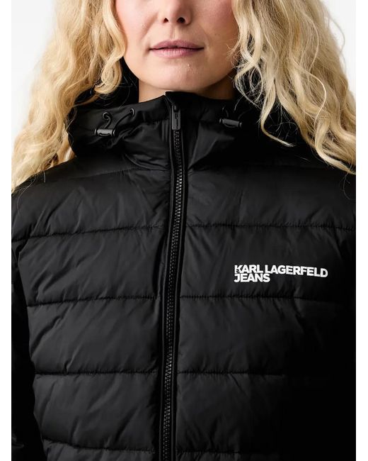 Karl Lagerfeld Black Hooded Quilted Jacket