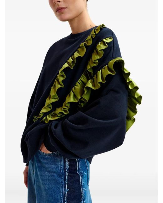 Essentiel Antwerp Blue Sweatshirt mit Rüschendetail