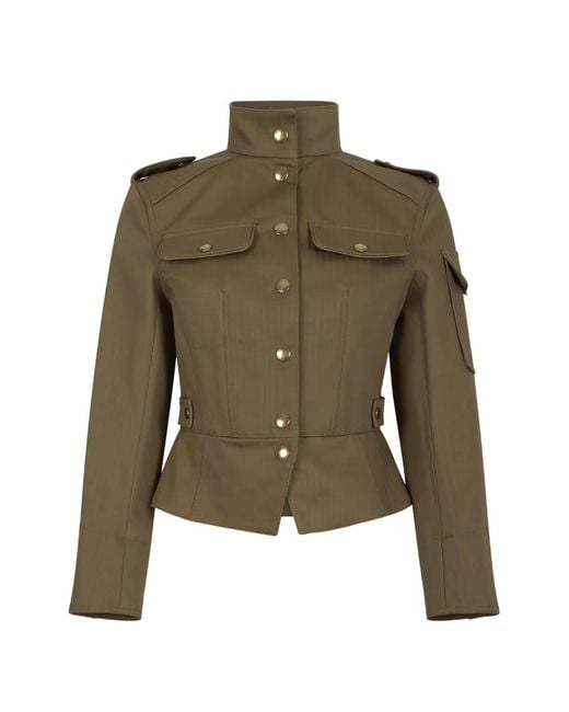 Chaqueta Con Peplum Y Botones McQueen de color Green