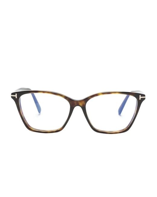 Tom Ford Brown Brille Mit Eckigem Gestell