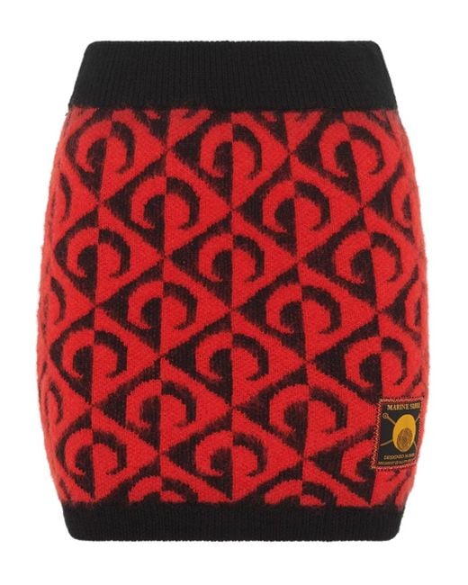 MARINE SERRE Red Moon Lozenge-Knit Miniskirt