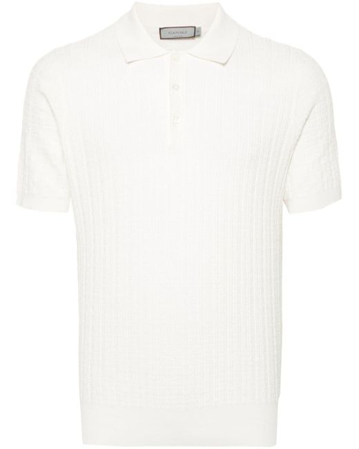 Canali Gestricktes Poloshirt in White für Herren