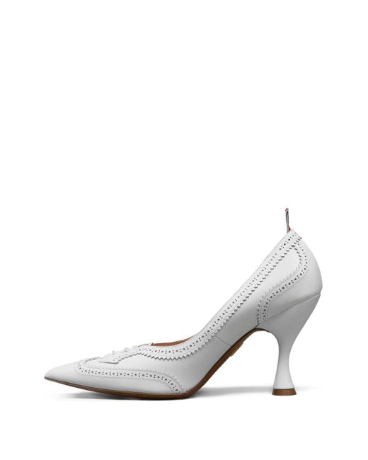 Thom Browne White Soft Patent Wingtip Pumps 90Mm