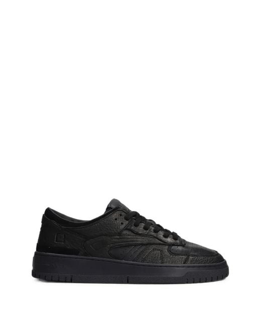 Date Black Torneo Panelled Leather Sneakers for men