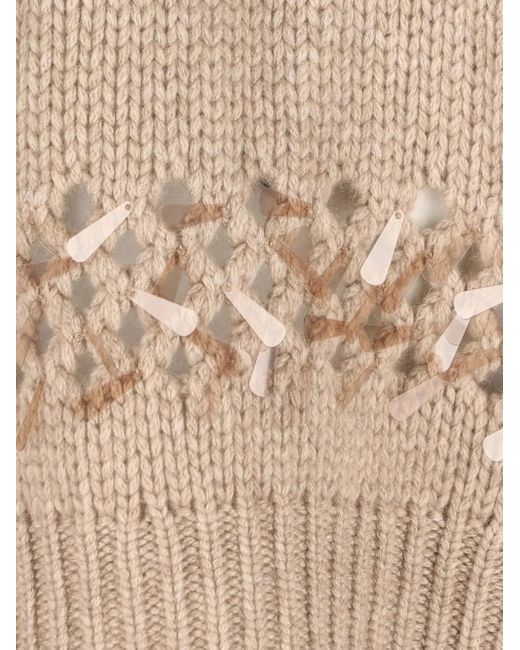 Brunello Cucinelli Natural Openwork Ribbed Sweater